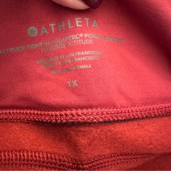 Athleta Altitude Tights Polartec Power Stretch Burgundy Fleece Leggings Size 1X - Picture 10 of 14